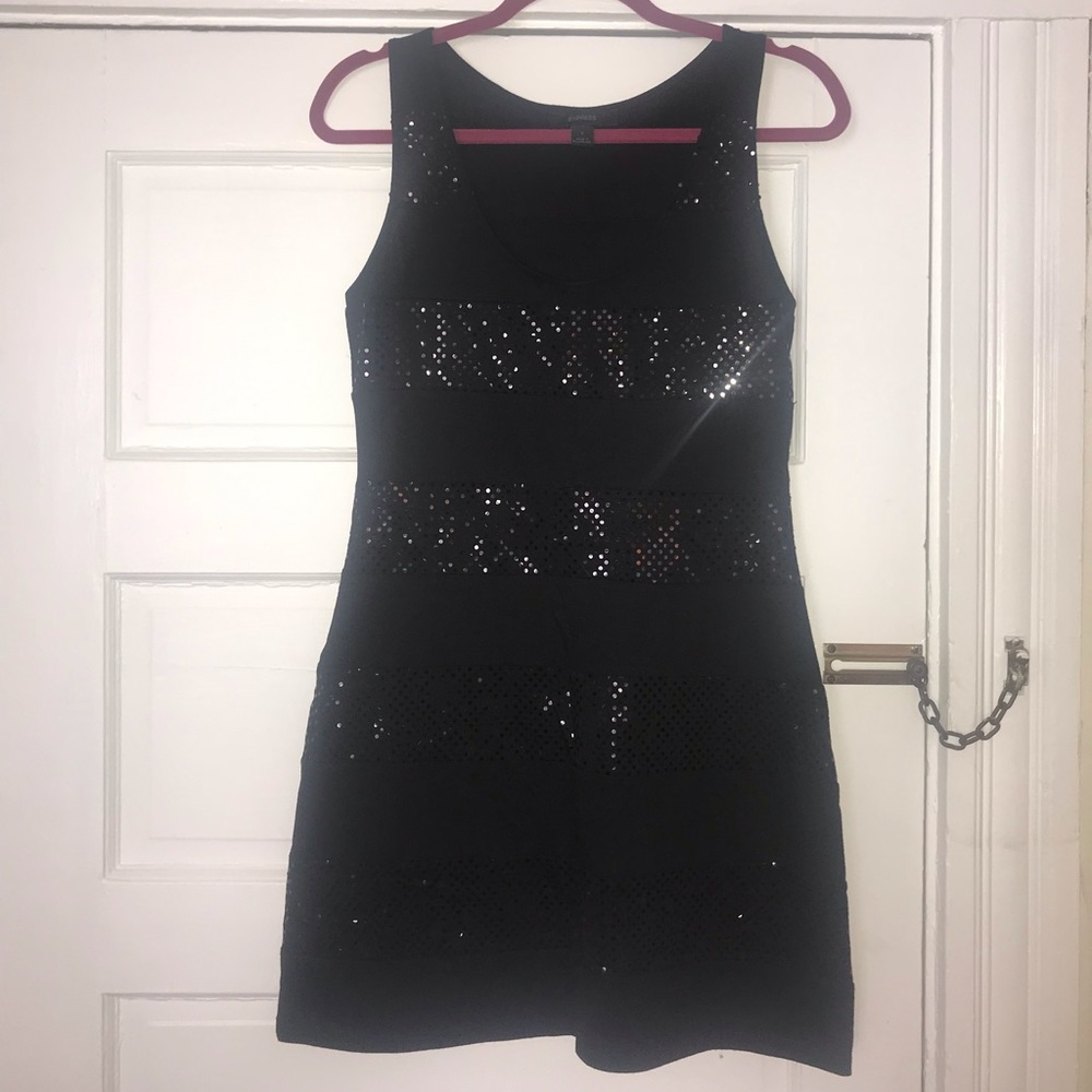 Sequin striped tee shirt dress